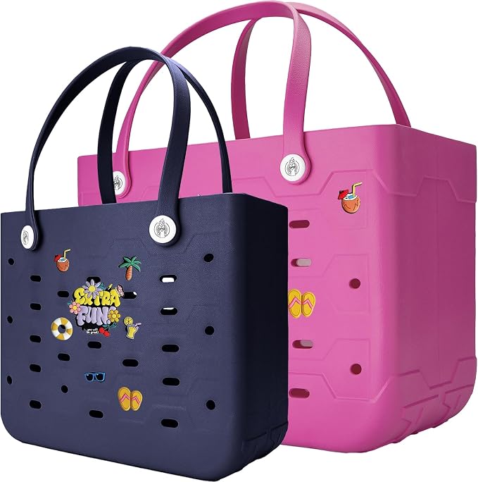 2-Pack Large Beach Bags XL & M Waterproof Tote, Sandproof, Washable- Essentials: Pool, Boat, Sports, Groceries by Unknown