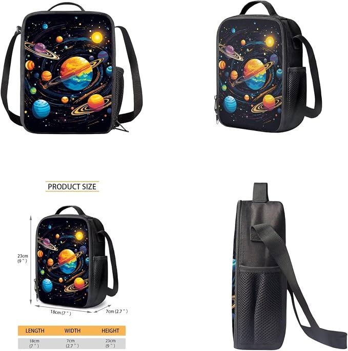 Galaxy Space Backpack for Boys Kids Backpack with Lunch Box Water Bottle Pouch and Zipper Pencil Pouch 4PCS Set Lightweight Bookbag with Front Pocket 17" Sturdy School Bag for Elementary Girls - Image 4