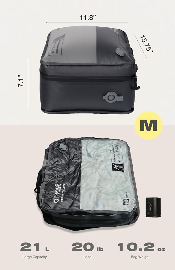 AirVault Reusable Vacuum Compression Travel Bag for Carry-On Suitcase and Backpack, Recycled IPX8 Waterproof Space Saver Vacpack (18L (21L (2-Pack)) - Image 4