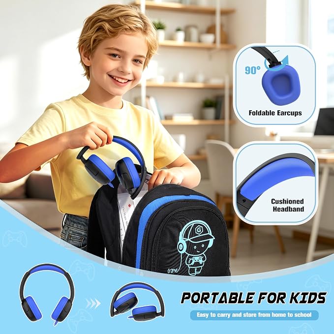 Bevalsa Backpack for School Boys,Cool Luminous Gamer Boys Backpacks with Wired Headphones Lunch Box Pencil Case,Kids Schoolbag for Teens Kindergarten Elementary School(Blue Backpack with Headphones) - Image 6