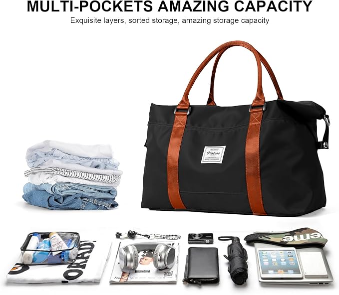 Travel Duffel Bag, Carry On Overnight Weekender Bags for Women | Travel Bag with Wet Pocket & Trolley Sleeve, For Spirit Airlines 18x14x8 Personal Item Bag - Image 3
