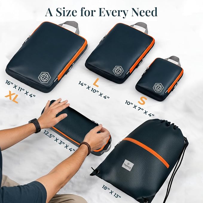 Extra Large Compression Packing Cube 6 Piece Set for Travel and Check Luggage by TRIPPED Travel Gear - Image 3