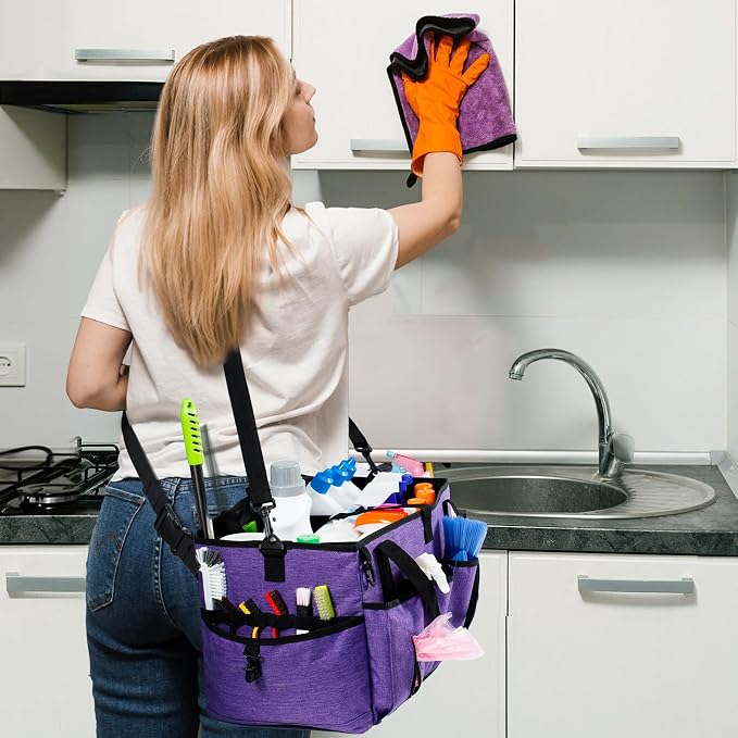 XL Professional Cleaning Caddy for Cleaning Suppliers, 17" Wearable Cleaing Bag for Housekeepers, Cleaning Organizer, Detailing Bag - Image 6
