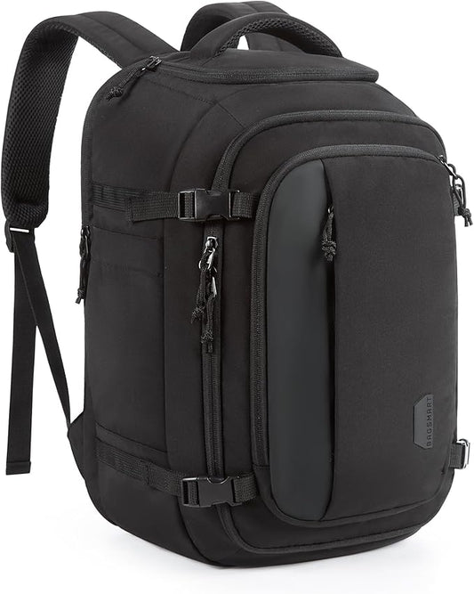 BAGSMART 28L Water-Resistant Travel Backpack, USB Port, 17.3" Laptop, Black by BAGSMART