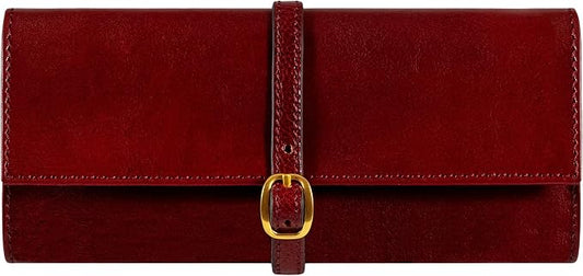 Time Resistance Leather Jewelry Roll - Full Grain Leather Travel Jewelry Case - Jewellery Organizer Made in Italy (Red) by %E2%80%8E