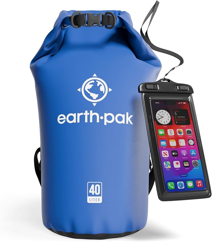 Earth Pak Waterproof Dry Bag - Roll Top Waterproof Backpack Sack Keeps Gear Dry for Kayak with Waterproof Phone Case by earthpak