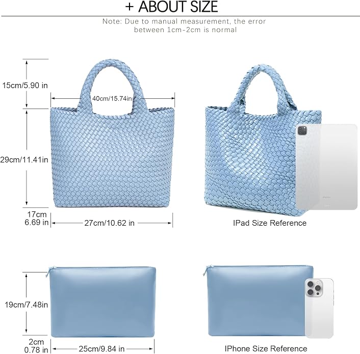 JINMANXUE Fashion Woven Bag Shopper Bag Travel Handbags and Purses Women Tote Bag Large Capacity Shoulder Bags - Image 4