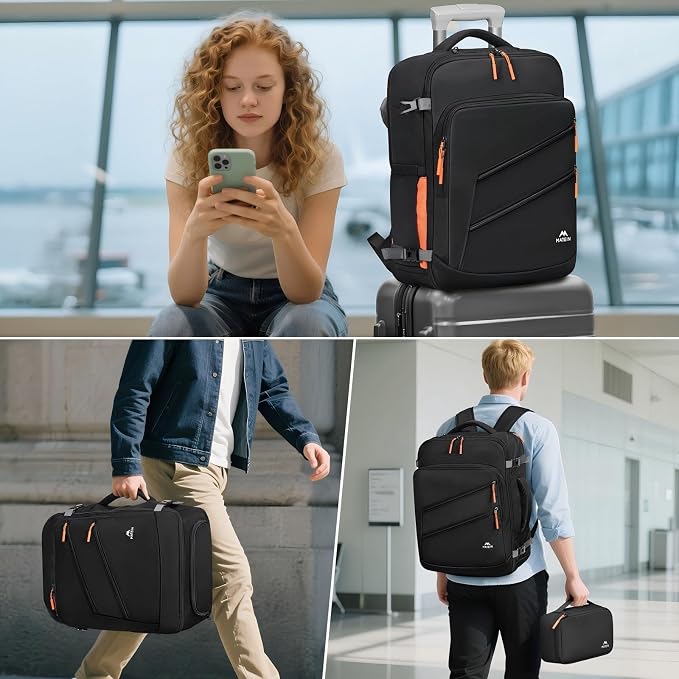 MATEIN Personal Item Backpack, Carryon Bag with Detachable Shoe Compartment | 18×14×8, Airline Approved, Underseat Backpack, Electronics Case, Lightweight Luggage Bag for Frontier Airline, Fit 17" Laptop - Image 9