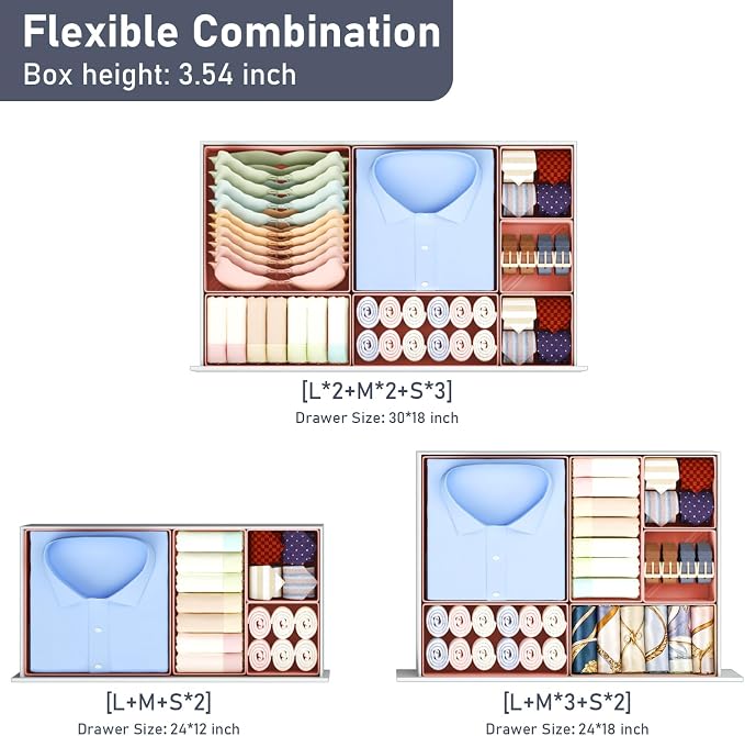 DIMJ Drawer Organizer Clothes - 28 Pack Baby Dresser Organizer for Nursery Closet Organization, Fabric Drawer Organizer Bins for Underwears Socks Bras, Foldable Storage Dividers for Bedroom - Image 4