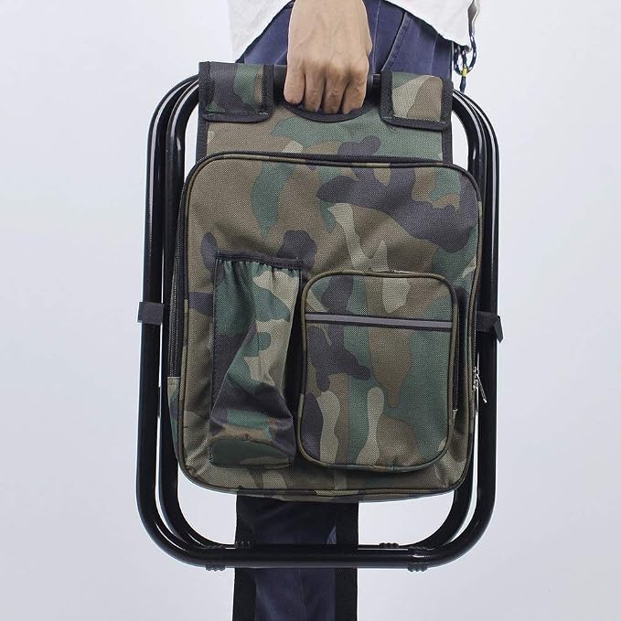 Folding 3 in 1 Camping Chair Stool Backpack with Cooler Insulated Picnic Bag, Hiking Camouflage Seat Table Bag Camping Gear for Outdoor Indoor Fishing Travel Beach BBQ (Camouflage) - Image 6