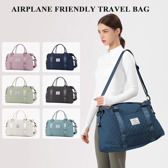 Travel Duffel Bag, Carry On Overnight Weekender Bags for Women | Travel Bag with Wet Pocket & Trolley Sleeve, For Spirit Airlines 18x14x8 Personal Item Bag - Image 7