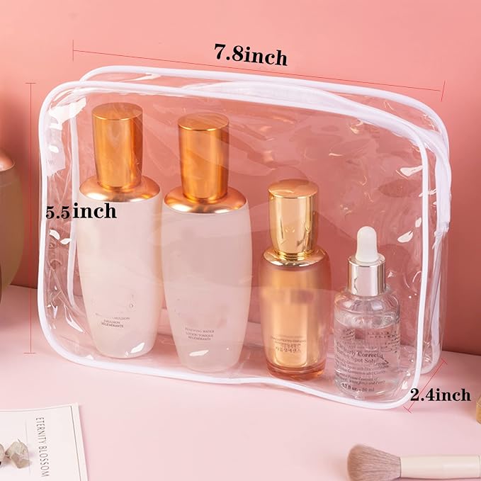 Tergy 20 Packs Clear Cosmetics Bags for Women Men Waterproof Toiletry Bags PVC Makeup Bags Organizer Case with Zipper for Travel Bathroom (White) - Image 2