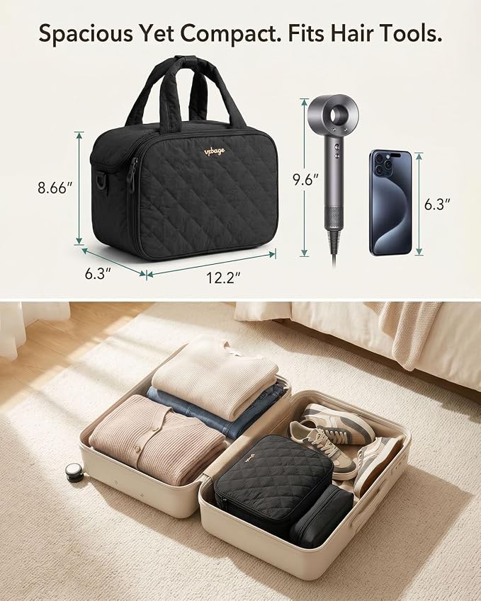 VPBAGE Large Quilted Toiletry Bag for Women, Puffy Travel Makeup Organizer with Removable Divider & Shoulder Strap, Waterproof Standing Cosmetic Case for Full-Size Toiletries, Gym, Vacation - Image 5