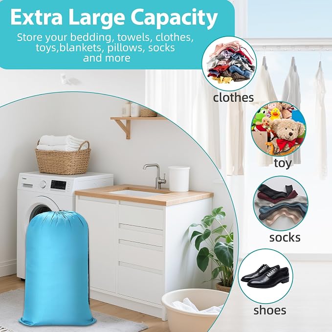 20 Pcs Heavy Duty Laundry Bags, Extra Large Washable Travel Laundry Bag with Drawstring for Clothes, Blankets & Storage - Image 4