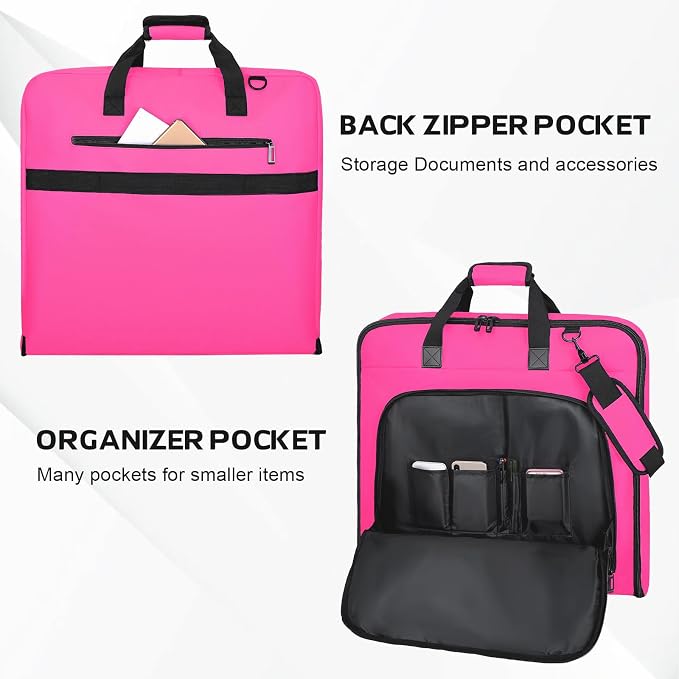 Goloni Garment Bag For Men Women Travel & Business,Hanging Clothes & Multiple Compartment,Waterproof Foldable Suit Bag Rose - Image 4