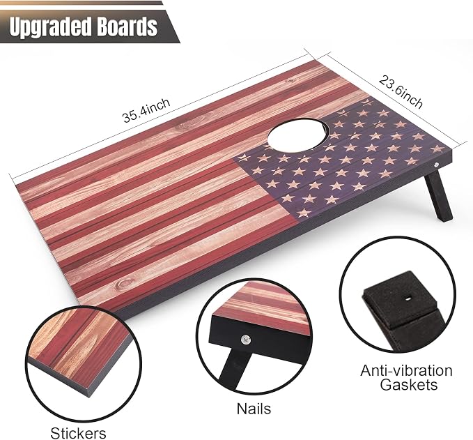 Cornhole Set 4x2 and 3X2 Regulation Size Corn Holes Sets with Carrying Bags & 8 Bean Bags Cornhole Boards Bean Toss Games for Adults Family Outdoor Beach Lawn Outside Backyard Games - Image 4