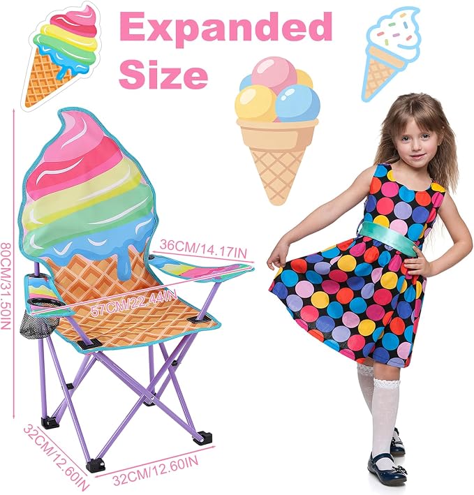 KABOER Kids Outdoor Folding Camping Chair with Cup Holder Carrying Bag | Portable Camping Chair for Beach Picnic Camping Travel Lawn Ages 3-10 - Image 2