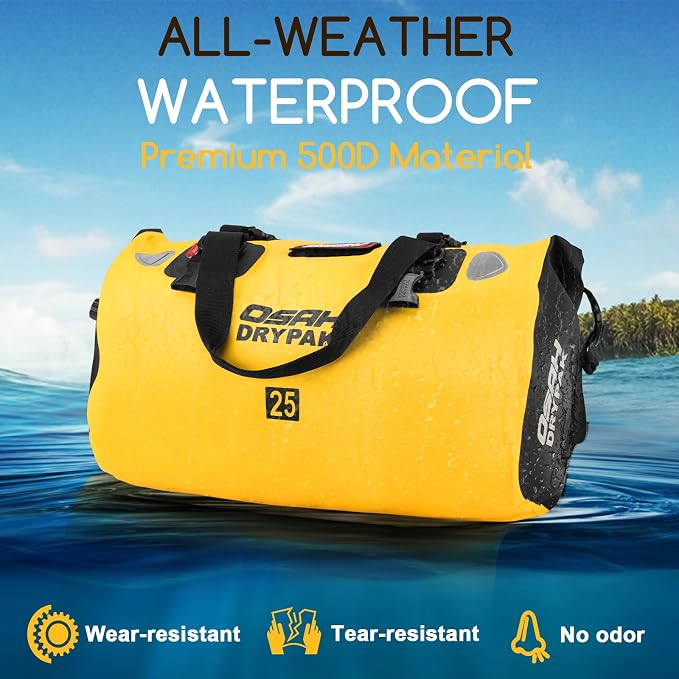 OSAH DRYPAK Waterproof Duffel Bag - Motorcycle Dry Bag Tail Bag with Large Storage Space, Waterproof Luggage Duffle Bags with Outer Mesh Zipper Pocket for Camping, Kayaking, Fishing & Traveling - Image 4