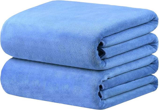 JML Extra Large Bath Sheet Towels, 40" x 80", Blue, Pack of 2 | Microfiber, Hanging Loop, Super Absorbent, Fast Drying, For Adult Sauna Hotel Beach Sports Fitness Yoga - Image 2
