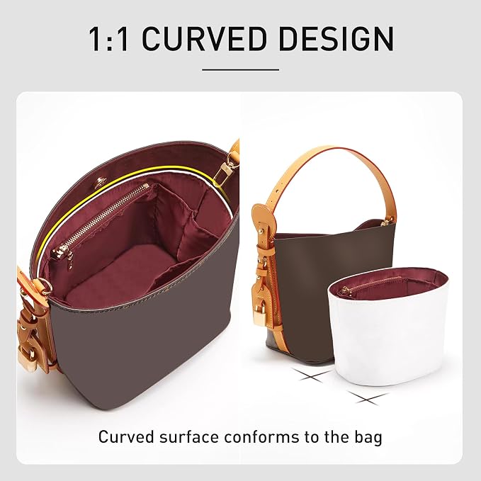 Purse Organizer Insert for Lv ALL In BB Handbag,Premium Lightweight Water Resistant All in BB Bag Insert,Bags Shaper Divider Purse Accessories with Zipper,White-Wine - Image 5