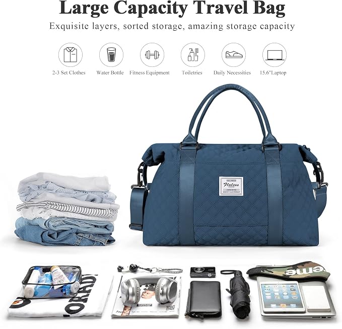 Travel Duffel Bag, Carry On Overnight Weekender Bags for Women | Travel Bag with Wet Pocket & Trolley Sleeve, For Spirit Airlines 18x14x8 Personal Item Bag - Image 2