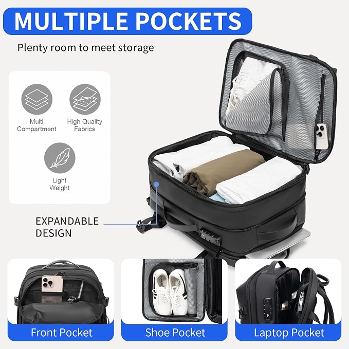 Vacuum laptop bag Compression Backpack Expandable, TSA-Approved Carry-On Water-Resistant Design for Travel with air pump (Pump included, Large) - Image 6