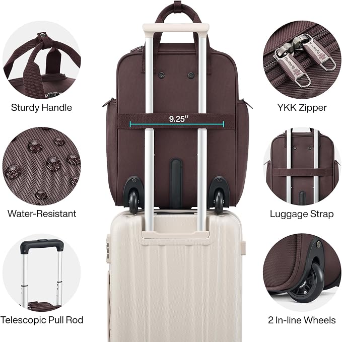 Hanke 16 Inch Underseat Carry On Luggage With Wheels, Small Rolling Suitcase Lightweight Under Seat Carry On Bag, Airline Approved Personal Item Overnight Softside Travel Luggage Bag,Coffee - Image 4