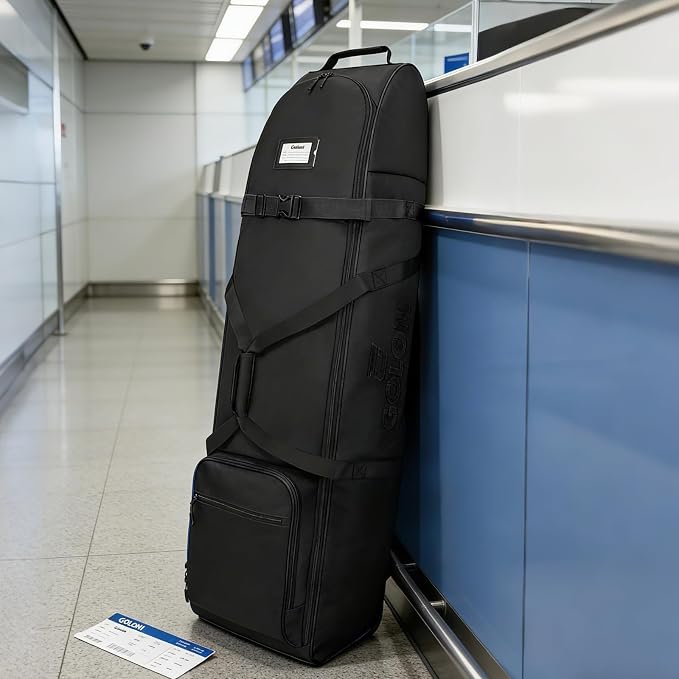Goloni Golf Travel Bag with Wheels, Airline Golf Travel Case, Padded Rolling Golf Bag with Shoe Compartment - Image 9