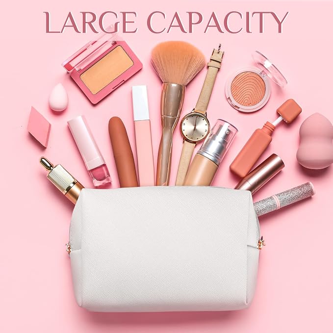 100 Pack Aesthetic Makeup Bags Bulk PU Leather Cosmetic Pouches Waterproof Toiletry Bags Makeup Pouches Bulk for Teen Girls Women Party Gift Travel Storage Back to Teacher Gift (Pink White) - Image 7