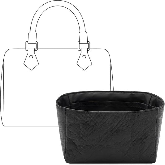 Purse Organizer Insert for LV Speedy Nano Handbag,Custom Fit Inside Premium Matte Black Lightweight WaterResistant Tote Bag Insert with Cup Holder Accessories by FANJIProject