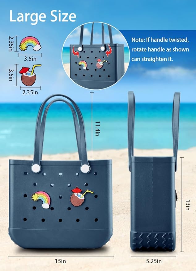 Baonat Beach Bag Rubber Tote Bag - Waterproof Travel Bag for Women Washable Tote Bag Handbag for Sports Beach Market Pool - Image 4