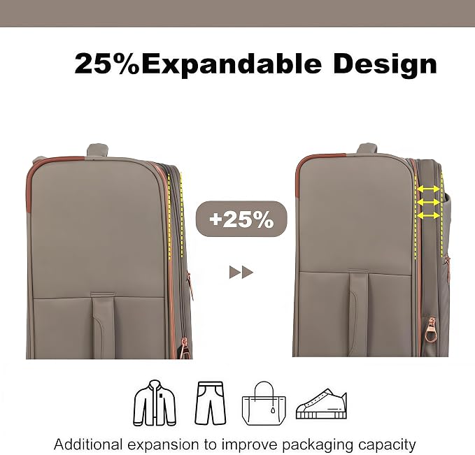 Travelhouse 4-Piece Softside Luggage Set with Spinner Wheels | Lightweight expandable suitcases: 16" underseat duffel bag + 20" carry-on + 24" + 28" checked - Image 5
