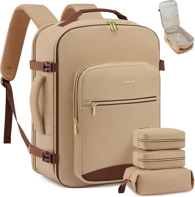 LOVEVOOK 40L Travel Backpack Flight Approved Carry on Backpack,3 Packing Cubes,Waterproof Personal Item Travel Bag,TSA Carry on Luggage Suitcase Travel Essentials,Gifts for Women & Men,fits 17" Laptop by LOVEVOOK