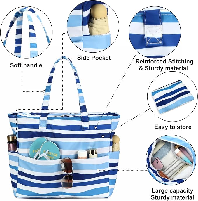 Bluboon Waterproof Beach Tote Pool Bags for Women Ladies Extra Large Carry On Bag With Wet Compartment for Weekender Travel - Image 6