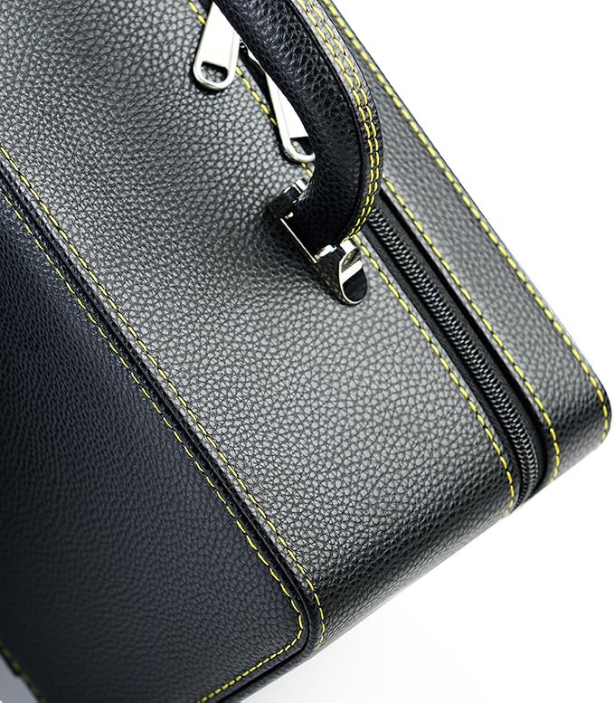 Oirlv Black Leather Jewelry Box Handmade Travel Jewelry Organizer Storage Case Holder For Girl Lady Earring,Ring,Necklace,Pendant,Watch,Bracelet.(3 layers) - Image 4