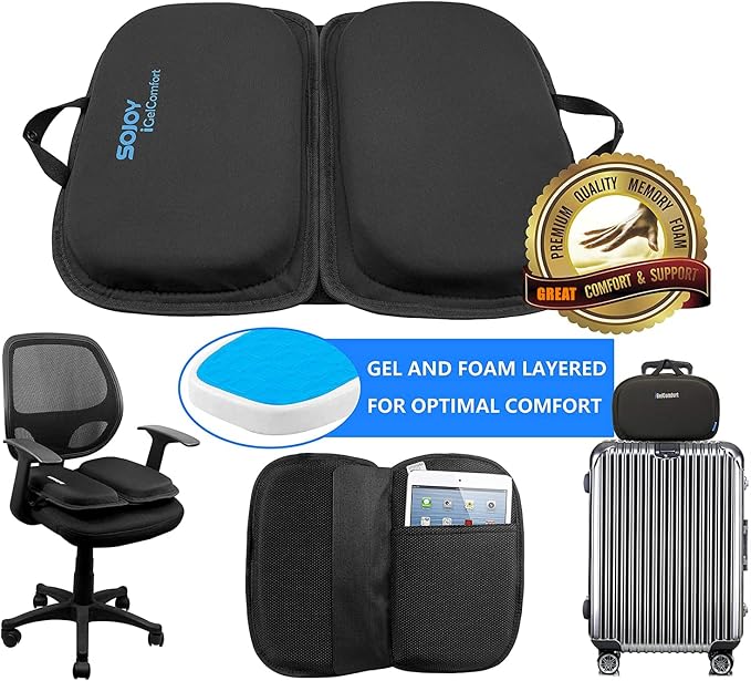 Sojoy iGelComfort 3 in 1 Foldable Gel Seat Cushion Featured with Memory Foam (A Must-Have Travel Cushion! Smart, Easy Travel Cushion) (Size: 18.5“ x 15" x 2") - Image 8