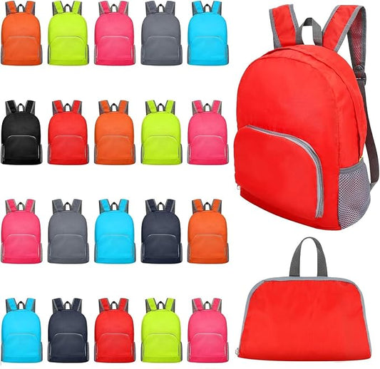 24 Pcs 17 Inch Backpack in Bulk Foldable Classic Back Packs Colorful Book Bags Assorted Colors Lightweight Bookbags for Outdoor Travel Student School Supply 8 Colors by AllThemedPartyDecorations