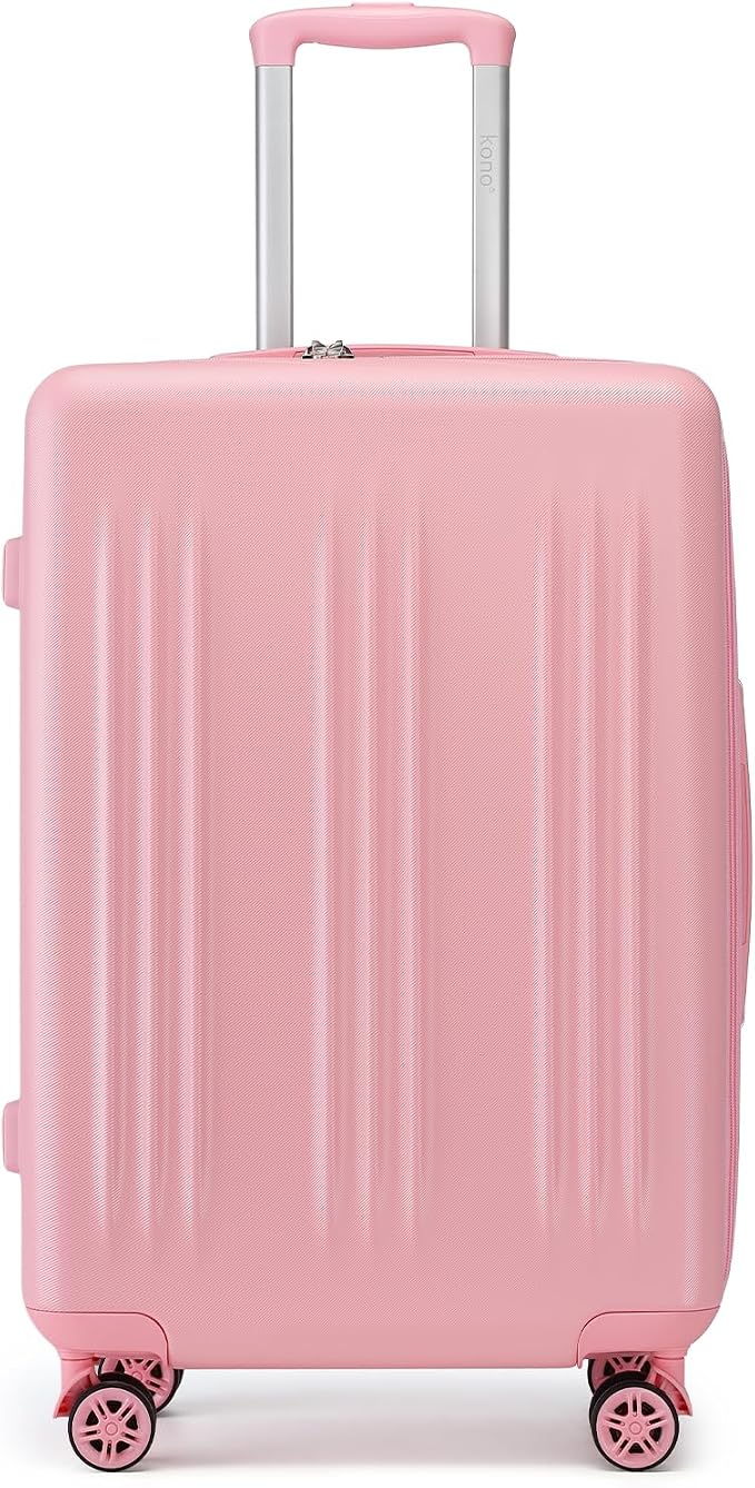 Kono 24 Inch Expandable Luggage with Spinner Wheels Checked Suitcase Pink | PC+ABS Hard Shell Suitcase with TSA Lock Scratch and Drop Resistant, 24 Inch Lightweight Medium Luggage for Travel - Image 8