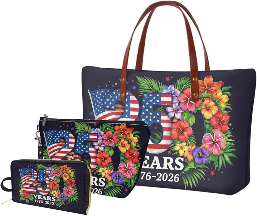 GIFTPUZZ Women Tote Bag Women Wallet Portable Cosmetic Bag for Women Bag Set 3 Pack PU Leather Bags with Zipper - Image 8