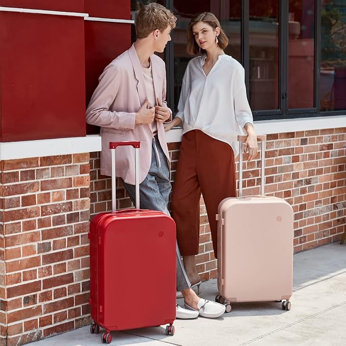 mixi Carry on Luggage, 20'' Suitcase Spinner Wheels Luggage Hardshell Lightweight Rolling Suitcases PC with Cover & TSA Lock for Business Travel, Pink - Image 2
