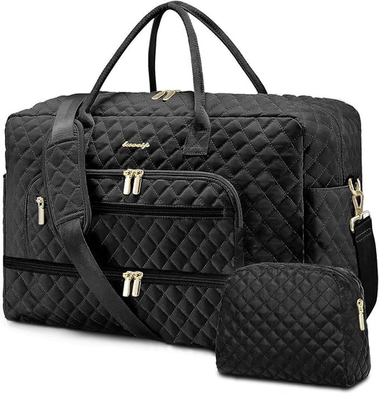 Travel Duffle Bag Weekender for Women - 38L Carry-On Overnight Personal Item Bag with Shoe Compartment & Wet Pocket Weekend Tote Bags with Toiletry Hospital Bags for Labor and Delivery by LUOCIP