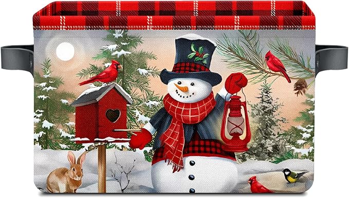 Stybn Christmas Snowman Foldable Baskets Storage Bins with Handles, Christmas Decorative Fabric Storage Basket Shelf baskets 2 2piece by Unknown