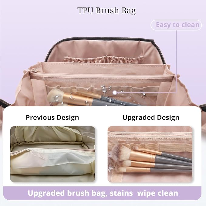 Personalized Gift Travel Makeup Bag: Initial Makeup Organizer Bag for Women | 3-in-1 Custom Make up Bag Set - Vegan Leather Travel Cosmetic Bag - Luxury Gift for Women – Birthday, Anniversary, Graduation - Image 4