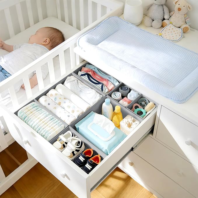 DIMJ Drawer Organizer Clothes, 24 Pack Dresser Organizer, Foldable Closet Organizers and Storage, Fabric Dresser Bins, Drawer Dividers for Nursery, Baby Clothes, Underwears, Sock - Image 3