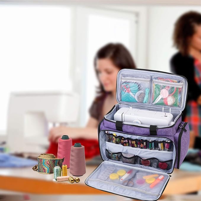 LUXJA Sewing Machine Case with Removable Padding Pad, Purple | Travel Case for Most Standard Sewing Machines & Accessories, Bag Only - Image 8