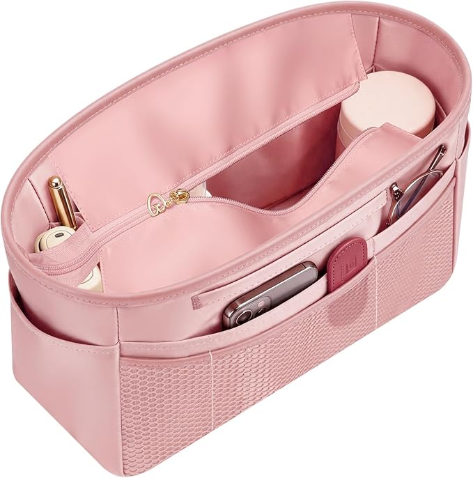 GIVLEFLY Purse Organizer Insert for Tote Bag, 9.84 Inch Satin Bag Organizer with Zipper Top, Multi Pocket Handbag Organizer by GIVLEFLY