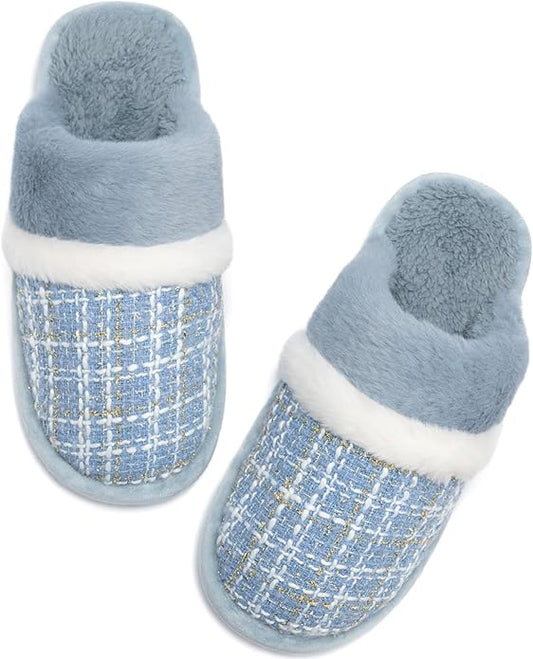 MAXTOP Womens Cozy Memory Foam Slippers Soft Warm Slip On Faux Fur House Slippers,Anti-Skid Rubber Sole,Creative Gifts for Women Mom Girlfriend