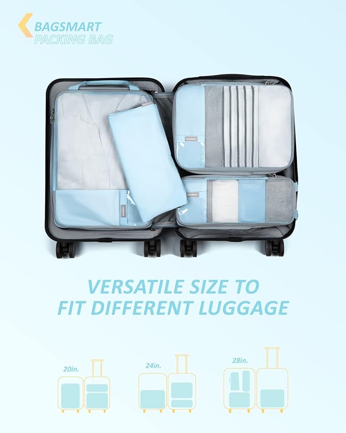 BAGSMART 6 Set /4 Set/2 Set Compression Packing Cubes for Travel, Lightweight Luggage Organizer Bags, Durable Space Saver Bags Travel Essentials - Image 3