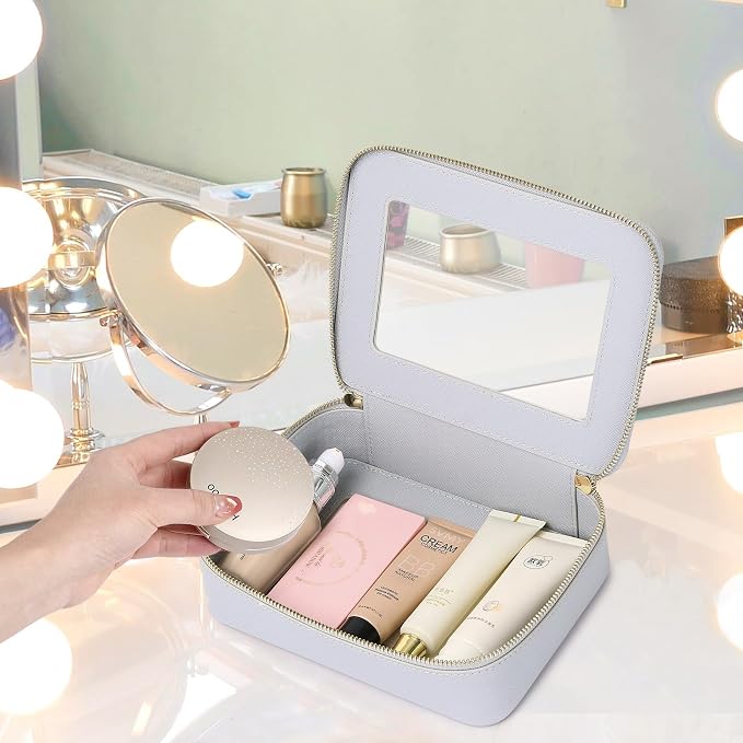 Clear Makeup Bag Set 3 Piece Travel Case for Cosmetics and Toiletries Women's Makeup Organizer and Car Essential with Zipper (Gray, L+M+MINI) - Image 3