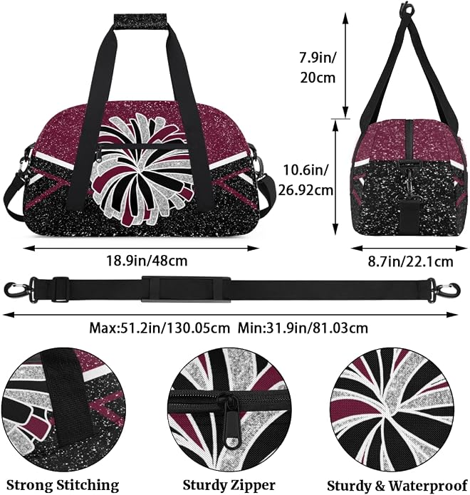 Cheerleading Dance Bag for Women Cheer Team Sport Gym Makeup Cosmetic Bag 2 Pcs Set - Image 3